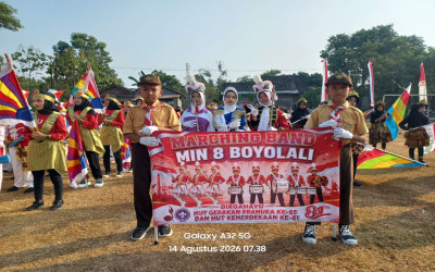 AKSI MARCHING DRUM BAND GEMA NUSA MIN 8 BOYOLALI PADA UPACARA HUT GERAKAN PRAMUKA KE-65