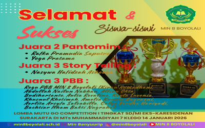 MIN 8 BOYOLALI RAIH 3 PIALA PADA MUTU GO COMPETITION I TINGKAT SD/MI SE-EKS KARESIDENAN SURAKARTA DI MTs MUHAMMADIYAH 7 KLEGO